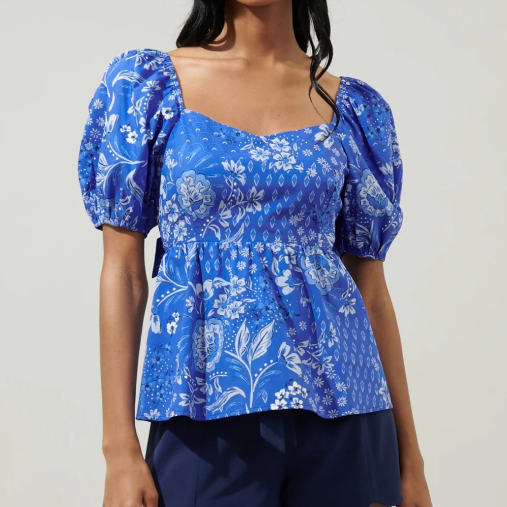 Sugarlips blue Amaya tie back top, Large